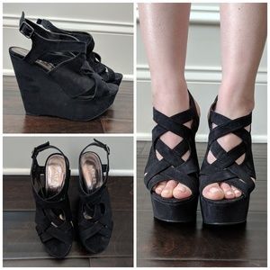 Faux suede wedge